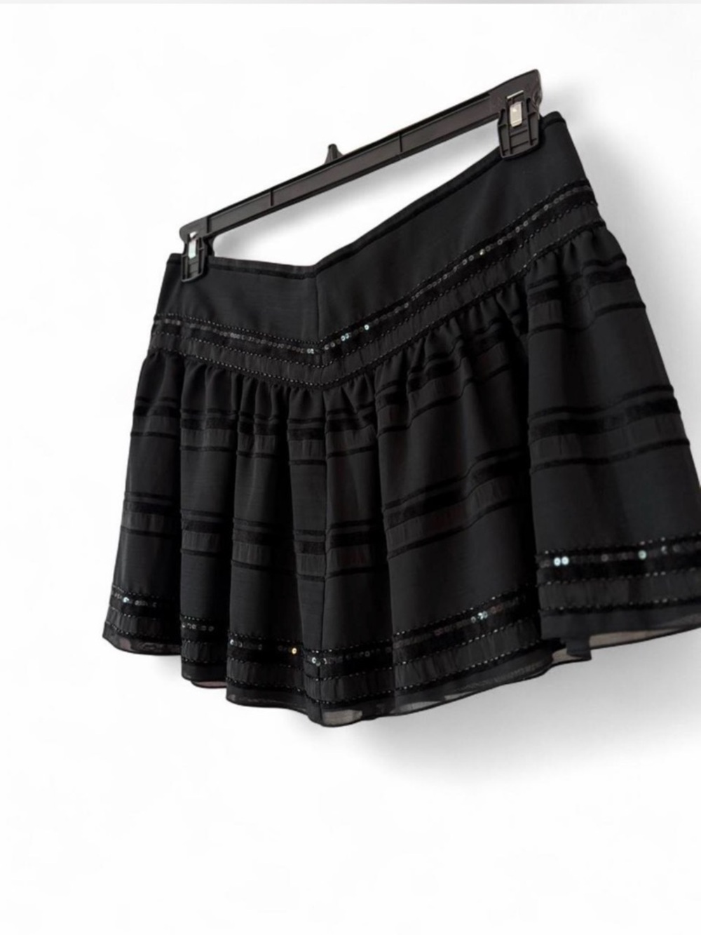 Vintage Y2K Guess Black Sequin Trim Tiered Mini Skirt 🖤